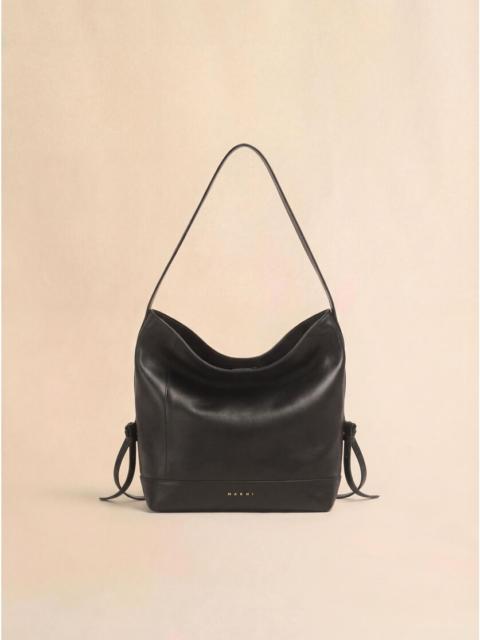 BLACK LEATHER POD 2.0 SMALL HOBO BAG