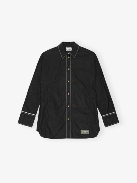 BLACK COTTON POPLIN RAGLAN SHIRT