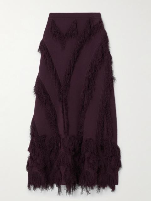 Astrid Fringed Stretch-knit Midi Skirt