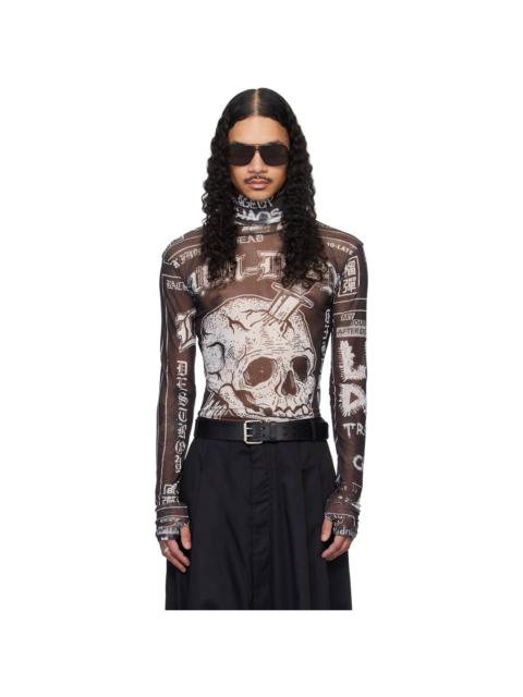 Black Masked Mesh Top