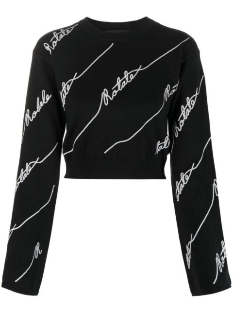 logo-embellished cropped jumper