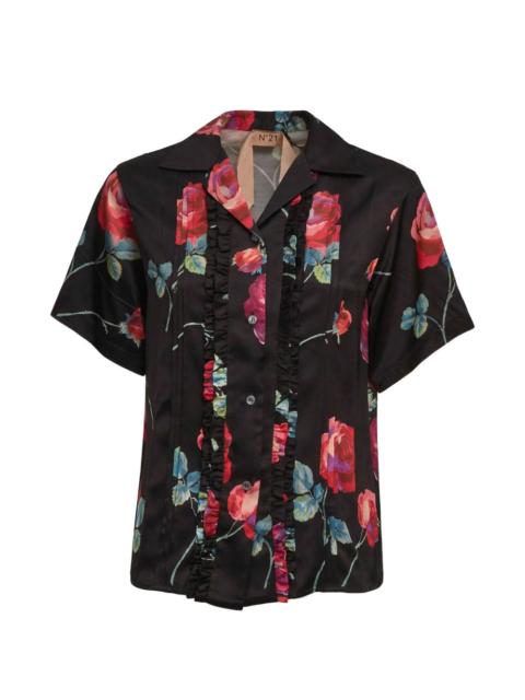 ruffled floral shirt