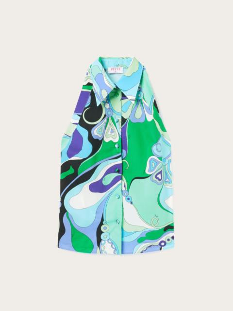 ORCHIDEE PRINT SLEEVELESS SHIRT