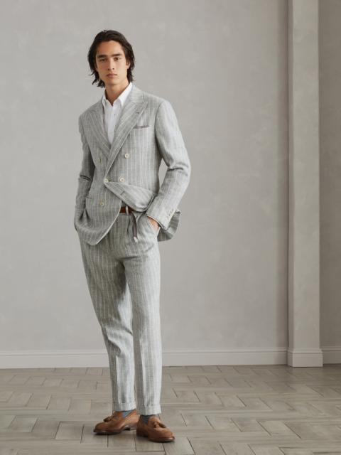 Comfort alpaca and wool chalk stripe Leisure suit: deconstructed one-and-a-half breasted jacket and 