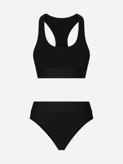 Bralette swimsuit with branded elastic
