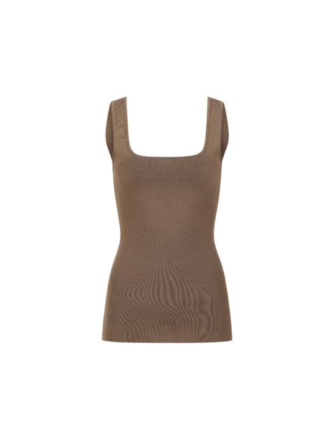 SQUARED NECK TOP TAN