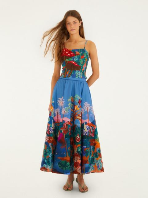 Multicolor Dream Landscape Organic Cotton Midi Skirt