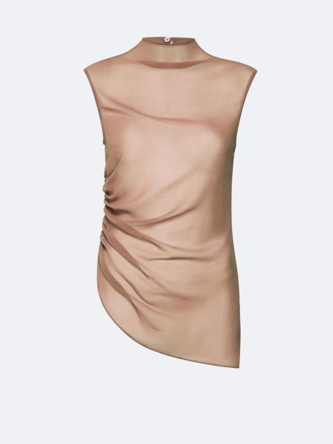 Lightweight Georgette Mock Neck Ruched Top