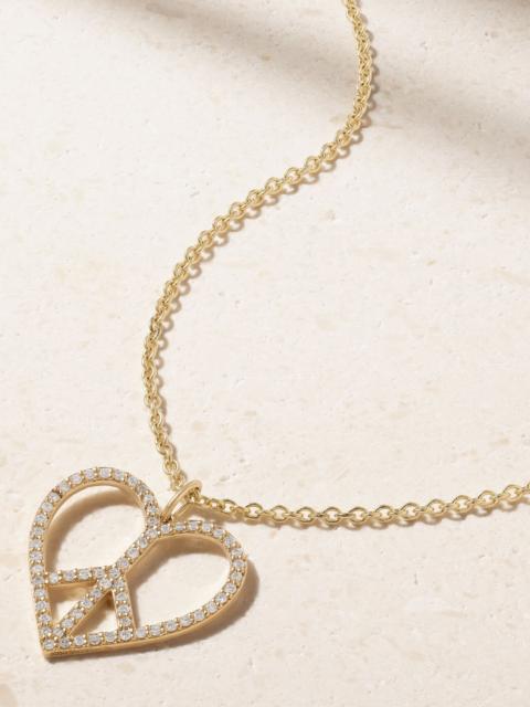 Peace Heart XL 14-karat gold diamond necklace Gold