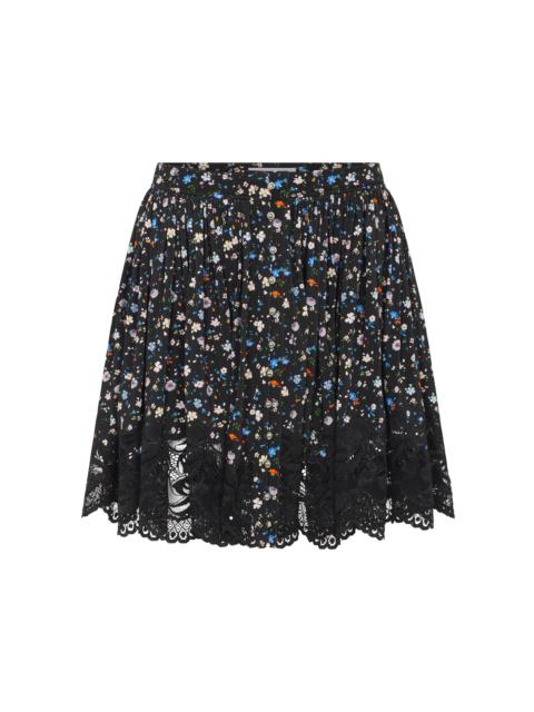 Lace-Trimmed Crepe Mini Skirt black