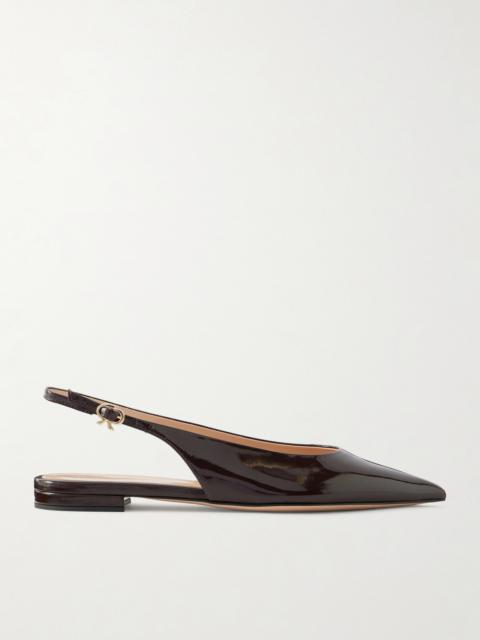 Robbie Leather Polished-leather Slingback Flats