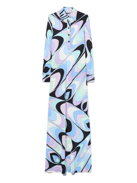 onde-print shirt dress