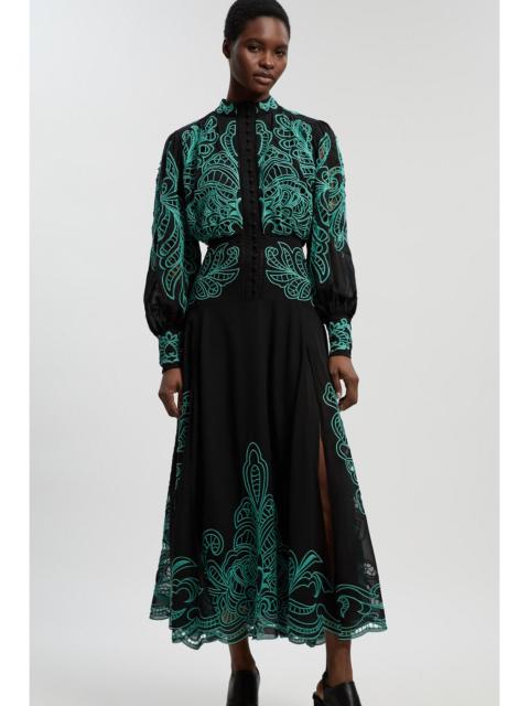 Cutwork Beaded Embroidered Woven Maxi Dress