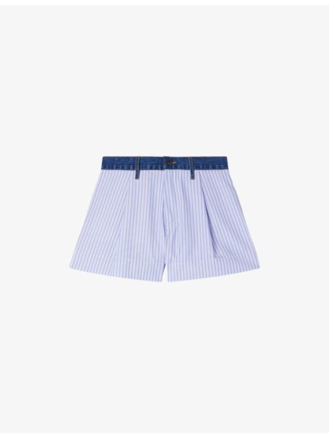 Striped Denim-Trim Woven Shorts