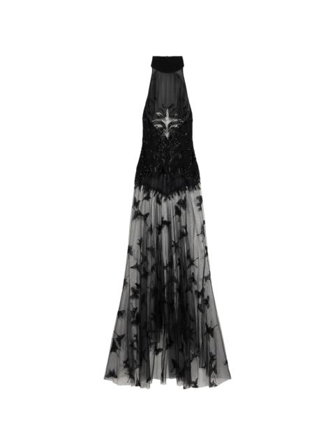 Blumarine Embroidered Tulle Maxi  Dress