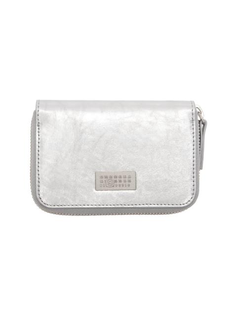 Silver Numeric Leather Zip Wallet