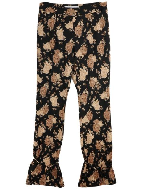 rose-print tied-hem trousers