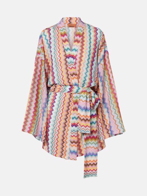 Zig Zag oversized lamé wrap cardigan
