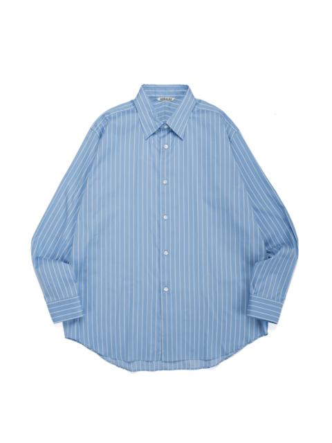 Cotton Silk Stripe Shirt Sax Blue Stripe