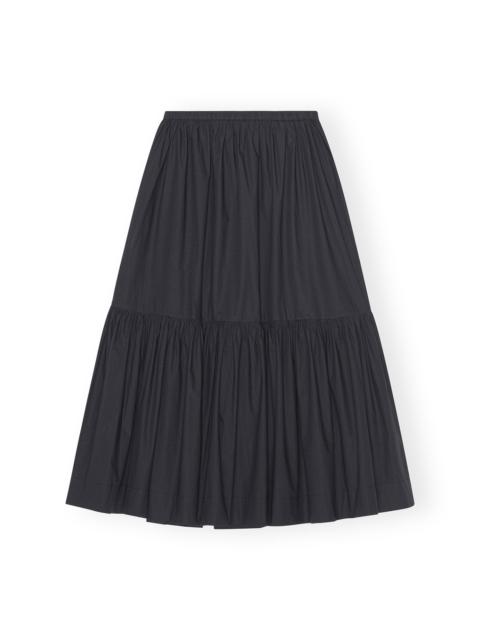 COTTON POPLIN MAXI FLOUNCE SKIRT