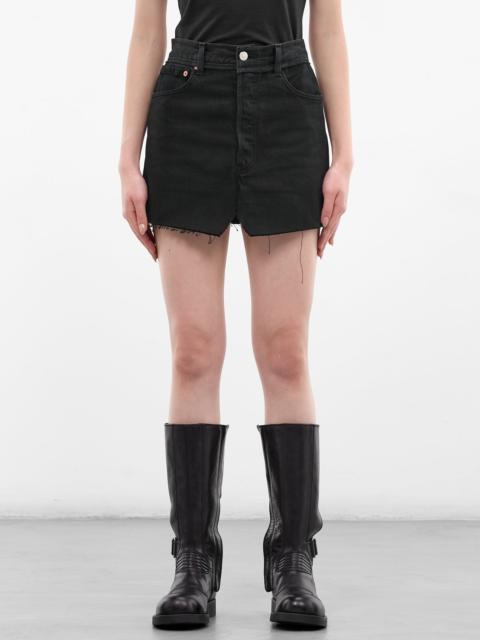 Black Cut-Up Denim Mini Skirt