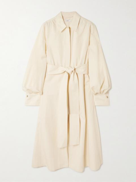 Ziane Belted Cotton And Linen-blend Midi Shirt Dress