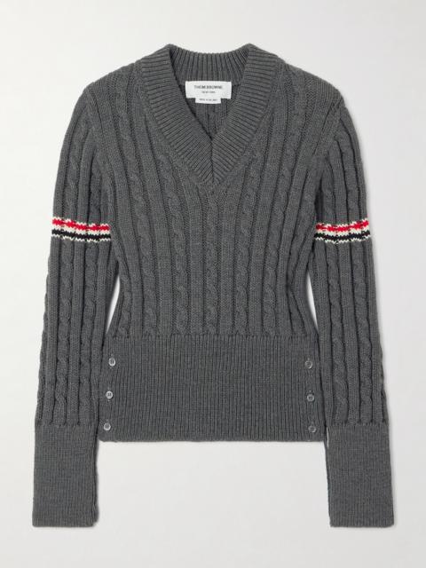 Striped Cable-knit Wool Sweater