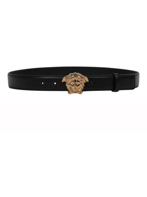 Versace La Medusa Buckle Leather Belt Black/Gold