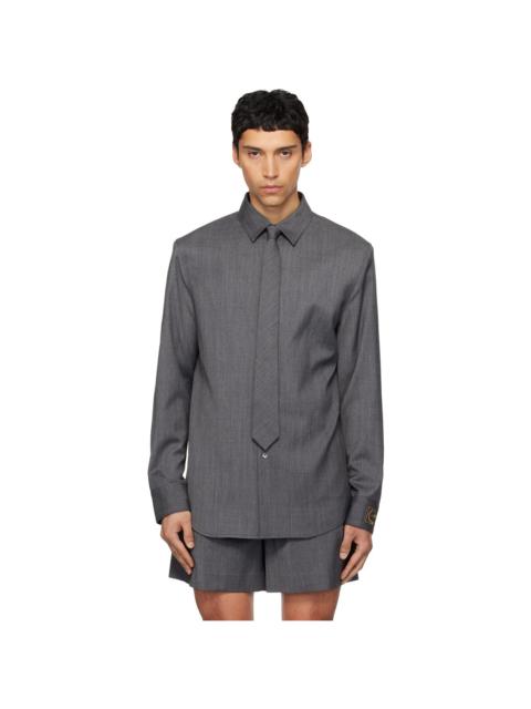 Gray Wool Tie Shirt