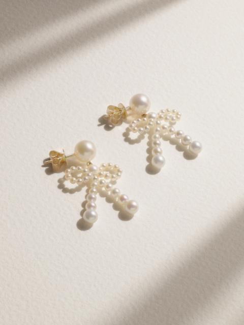 Bow 14-karat Recycled Gold Pearl Earrings