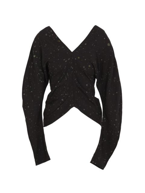 Kaz Silk-Blend Ruched Top print