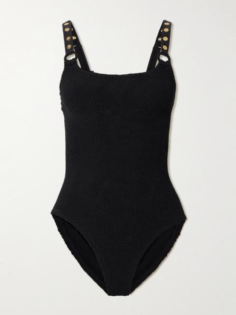 Melody Eyelet-embellished Original Crinkle Swimsuit
