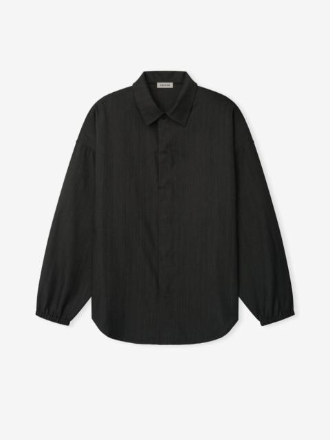 Striped Wool Elastic Cuff Shirt
