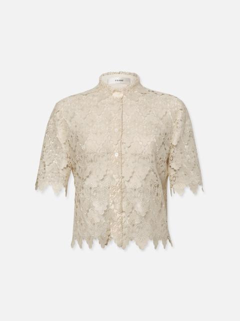 Lace Button Up Shirt in Ecru