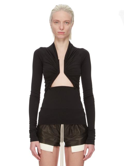 Cutout ruched stretch-jersey top