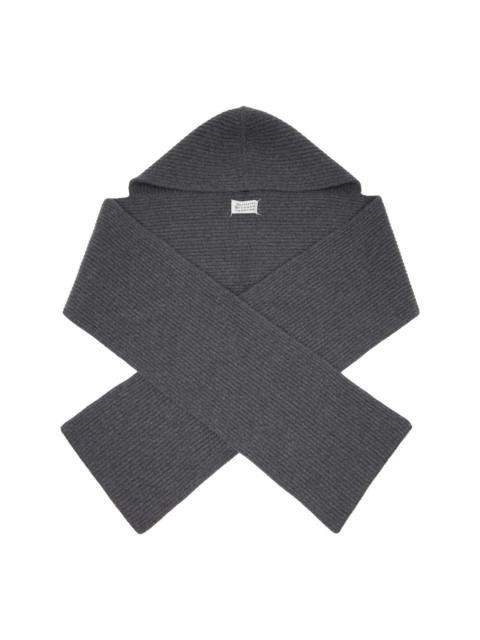 Gray Wool Hooded Scarf