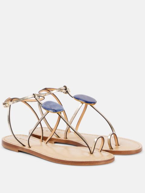 Cairo embellished metallic leather sandals