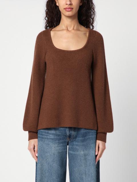 Brown ribbed cashmere jumper