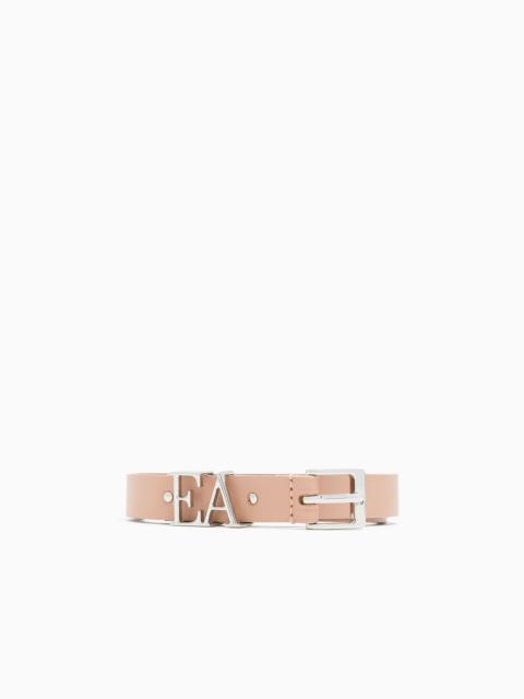 LEATHER BELT WITH MOULDED EA BUCKLE