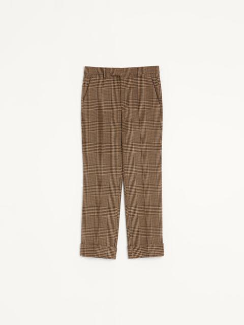 VALENTINO WOOL TROUSERS WITH GLEN PLAID PATTERN AND TURN-UPS