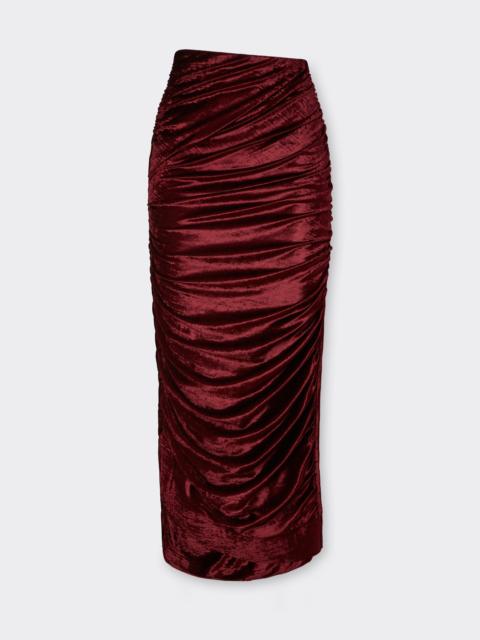 Velvet-effect jersey skirt