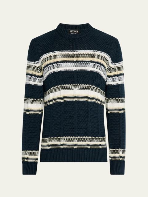 Men's Stripe Jacquard Crewneck Sweater