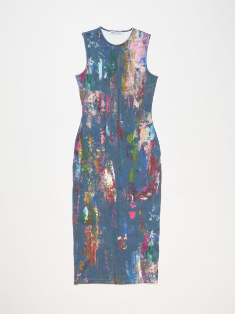 Painted ribbed dress - Blue/multi