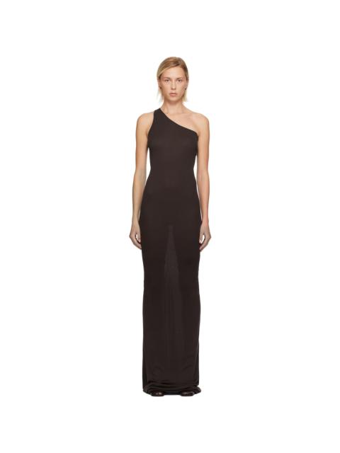 Brown Concordians One Shoulder Maxi Dress