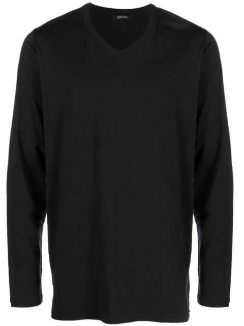 V-neck long-sleeve T-shirt