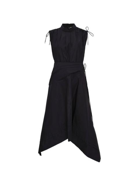 Sleeveless Ruched Dress With Handkerchief Hem