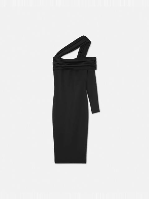 One-Shoulder Gathered Midi Dress