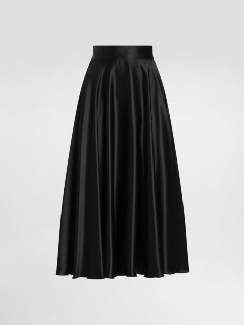 Silk satin calf-length circle skirt