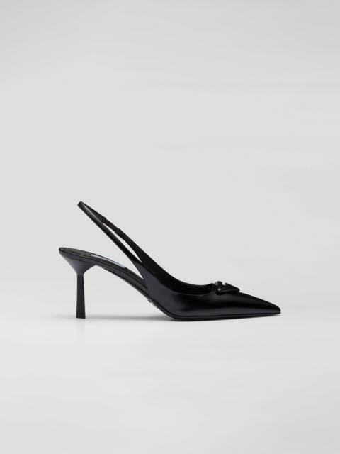 Brushed leather slingback pumps