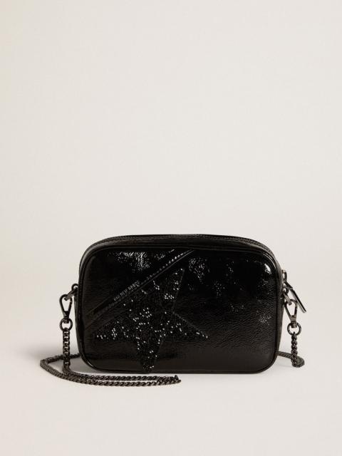 Mini Star Bag in black leather with Swarovski crystal star